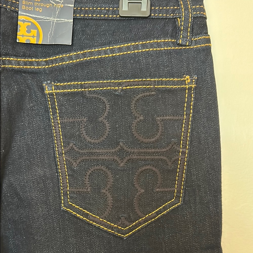 Tory Burch Blue Boot Cut Jeans with Gold Accents - Picture 6 of 10
